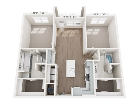 A diagram of a house layout with dimensions.